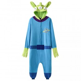 Anime Alien Onesies Men Pajama Blue Monster Kigurumis Cute Warm Winter Overalls Halloween Suit Loose Style Adult Unisex
