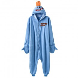 Mr Meeseeks Onesie Funny Kigurumis Unisex Cartoon Pajamas Polar Fleece Meeseeks Jumpsuit Zipper Sleepwear Women Adult Overalls