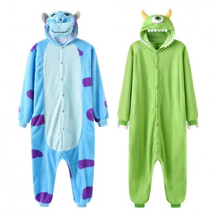 Sully Mike Kigurumis Cartoon Onesie Unisex Couple Overall Winter Funny Cute Homewear Monster Animal Jumpsuit Festival Gift