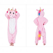 Pink Unicorn Jumpsuit Onesies Kigurumis For Kids Boy Girl Pajamas Flannel Button Style Onesie Cute Funny Animal Suit Christmas Festival Gift