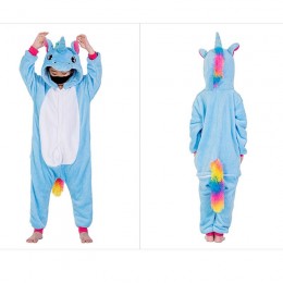 Unicorn Jumpsuit Onesies Kigurumis For Kids Boy Girl Pajamas Flannel Button Style Onesie Cute Funny Animal Suit Christmas Festival Gift