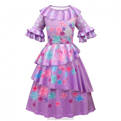 Carnival Encanto Isabella TV Movie Cosplay Girls Short Sleeve Flower Ruffles Princess Party Clothes Dress Costumes Carnival Encanto Isabella TV Movie Cosplay Girls Short Sleeve Flower Ruffles Princess Party Clothes Dress Costumes