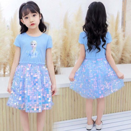 2020 Cheap Price Summer Kids Baby Girls Sequined Cotton Dress Princess Elsa BX1703 2020 Cheap Price Summer Kids Baby Girls Sequined Cotton Dress Princess Elsa BX1703