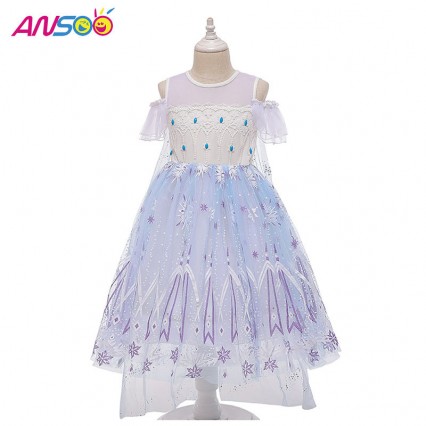 ANSOO 2022 Amazon Hot Sale wholesale Girls Long Sleeve Ice Queen Girls Cosplay Party Princess Costume Movie 2 Elsa Dress ANSOO 2022 Amazon Hot Sale wholesale Girls Long Sleeve Ice Queen Girls Cosplay Party Princess Costume Movie 2 Elsa Dress