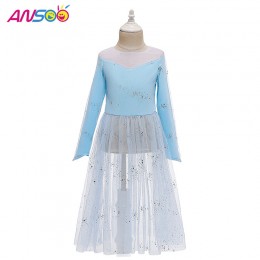 ANSOO Dress Up 2 Princess Elsa Anna Fashion Dress Costume Elsa 2 Movie 2 Dress For 2-13 Years Old Girls