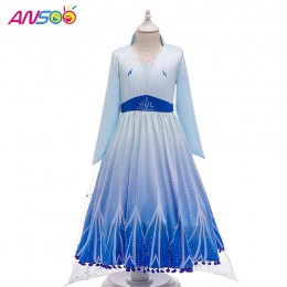 ANSOO Hot Sale Elsa Anna Cosplay Costume 3pcs a Set Girls Movie Princess Dress For 2-13 Years Old Girls