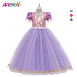 ANSOO Kids Birthday Party Dresses Halloween Easter Carnival Cosplay Princess Sofia Rapunzel Dress Up Girls Costume