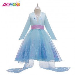 ANSOO Newest Kids Celebrities Clothes Princess Elsa Wear Dress Halloween Costumes For Girls