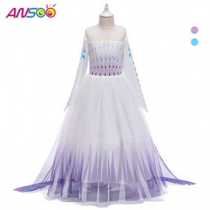 ANSOO Snow Queen 2 Cosplay Girls Dress Summer Casual Mesh Princess Dress Party Performance Costume 4-12 Years Kids Elsa Dresses ANSOO Snow Queen 2 Cosplay Girls Dress Summer Casual Mesh Princess Dress Party Performance Costume 4-12 Years Kids Elsa Dresses