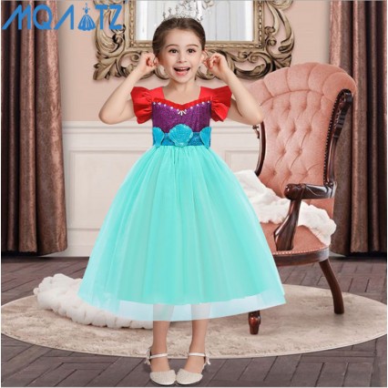 Baige Kids Mermaid Ariel Princess Girl Dress Halloween Performance Cosplay Costume MRY002