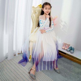 BAIGE New Design Girls Anna White Dress Cosplay Party Dress Up Princess Elsa Movie Children Clothes