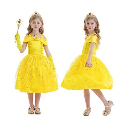 Beauty and the Beast Princess Belle Dress kids girl party dress birthday costume baby girls princess Belle dress Beauty and the Beast Princess Belle Dress kids girl party dress birthday costume baby girls princess Belle dress