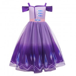 Elsa Purple Dress For Girl Halloween Party Gown Kids Summer Off Shoulder Costumes Inspired Snow Queen Fancy Clothes