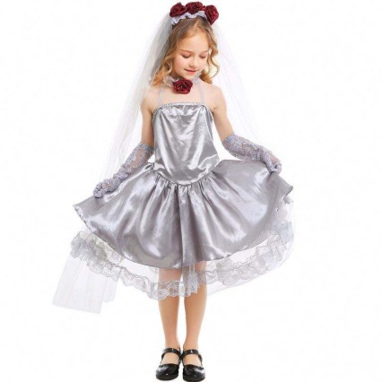 Halloween Cosplay Costume Fancy Grey Girls Ghost Bride Costume Dress HCVM-009 Halloween Cosplay Costume Fancy Grey Girls Ghost Bride Costume Dress HCVM-009