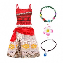 Halloween Cosplay Costume Skirt Set Costume Moana Dress Girls with Necklace with headband DGHC-015