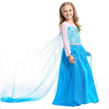 Hot Selling Children's Wear Baby Girls Long Sleeve Maxi Dress Elsa Cosplay Party Dress With Cloak Hot Selling Children's Wear Baby Girls Long Sleeve Maxi Dress Elsa Cosplay Party Dress With Cloak