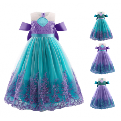 Mermaid Princess Girl Dress Kids Halloween Cosplay Costumes Baby Girl Purple Dress Children Birthday Party Clothing Tutu Dress Mermaid Princess Girl Dress Kids Halloween Cosplay Costumes Baby Girl Purple Dress Children Birthday Party Clothing Tutu Dress