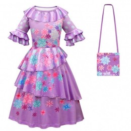 New Product 2022 Kids Girls Mirabel Madrigal Cosplay Outfit Dress up Encanto Isabela Dress With Bag Wig HCIS-006