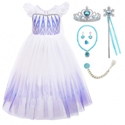 Puff Sleeve White Princess Clothing Elsa Costume Kids Wedding Party Dress Halloween Girls Elsa Snow Queen Cosplay Outfit Gowns Puff Sleeve White Princess Clothing Elsa Costume Kids Wedding Party Dress Halloween Girls Elsa Snow Queen Cosplay Outfit Gowns