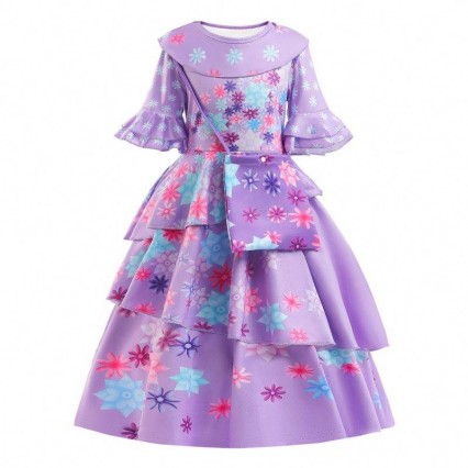 2022 New Fashion Kids Encanto Costume Isabella Cosplay Flower Printed Daily Wear Dress For Girl With Bag 2022 New Fashion Kids Encanto Costume Isabella Cosplay Flower Printed Daily Wear Dress For Girl With Bag