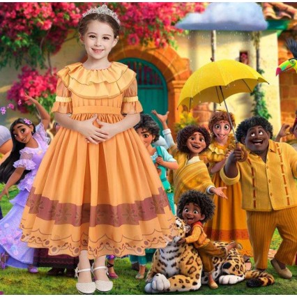 Baige Encanto Movie Mirabel Isabella Pepa Princess Costume For Girls Performance Dress MFMW011 Baige Encanto Movie Mirabel Isabella Pepa Princess Costume For Girls Performance Dress MFMW011