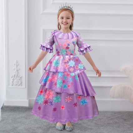 Baige Encanto Movie Mirabel Isabella Pepa Princess Costume For Girls Performance Dress MFMW011