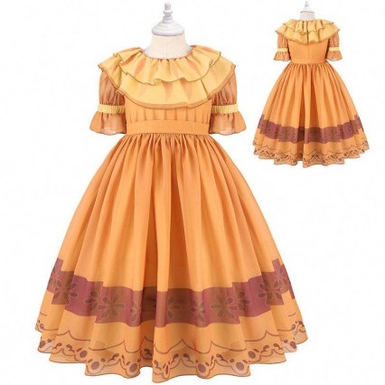 Baige Encanto Movie Mirabel Isabella Pepa Princess Costume For Girls Performance Dress MFMW011 Baige Encanto Movie Mirabel Isabella Pepa Princess Costume For Girls Performance Dress MFMW011