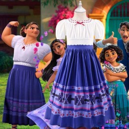 Baige Encanto Movie Mirabel Isabella Pepa Princess Costume For Girls Performance Dress MFMW011
