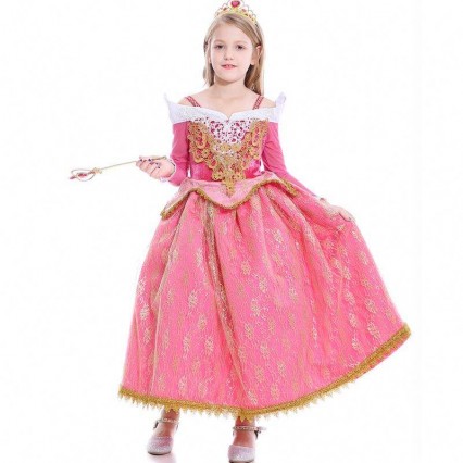 Baige Girls Dress Sleeping Beauty Princess Aurora Lace Dress Cosplay Performance Costume Baige Girls Dress Sleeping Beauty Princess Aurora Lace Dress Cosplay Performance Costume