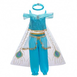 BAIGE Halloween Princess Jasmine Girl Long Pants with Cloak Kids Princess Fancy Costume BX1638