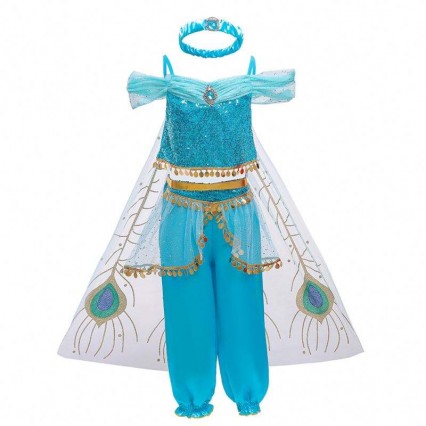 BAIGE Halloween Princess Jasmine Girl Long Pants with Cloak Kids Princess Fancy Costume BX1638 BAIGE Halloween Princess Jasmine Girl Long Pants with Cloak Kids Princess Fancy Costume BX1638
