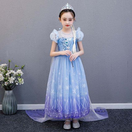 BAIGE High Quality Elsa 2 Princess Kids Party Cartoon Cosplay Costume Baby Girl Dress