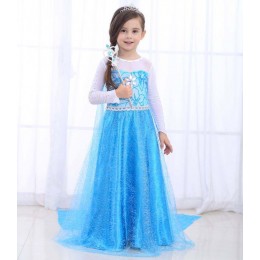 Baige Hot Selling Children's Wear Baby Girls Long Sleeve Maxi Dress Elsa Dress With Cloak