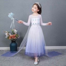 Baige Kids girl Fancy Cosplay long cape Cosplay Party Princess Elsa Dress Costume