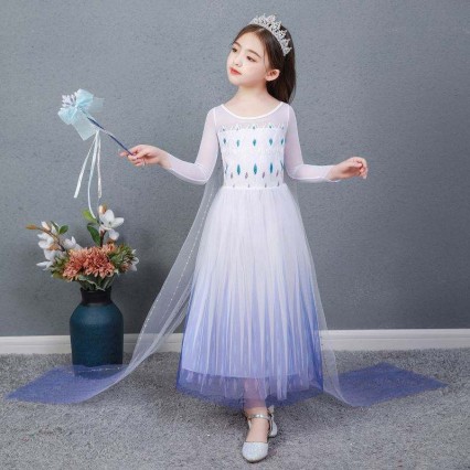 Baige Kids girl Fancy Cosplay long cape Cosplay Party Princess Elsa Dress Costume Baige Kids girl Fancy Cosplay long cape Cosplay Party Princess Elsa Dress Costume