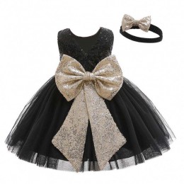 Baige New Arrival Sequined Bow Summer Kids Clothing Birthday Party Dress With Headband