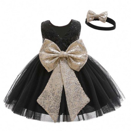 Baige New Arrival Sequined Bow Summer Kids Clothing Birthday Party Dress With Headband Baige New Arrival Sequined Bow Summer Kids Clothing Birthday Party Dress With Headband