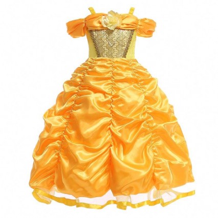 BAIGE New Design Kids Costume Girls Dress Names With Pictures Princess Belle Long Gown Puffy Yellow Dress SMR023 BAIGE New Design Kids Costume Girls Dress Names With Pictures Princess Belle Long Gown Puffy Yellow Dress SMR023