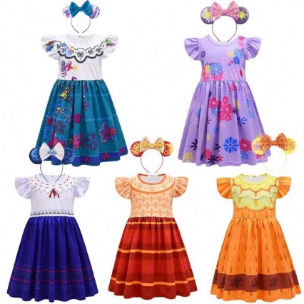 Girls Encanto Charm Dress Encanto Disguise Carnival Summer Virgin Children Princess Midi Mirabel Isabela Birthday Party Dress U Girls Encanto Charm Dress Encanto Disguise Carnival Summer Virgin Children Princess Midi Mirabel Isabela Birthday Party Dress U