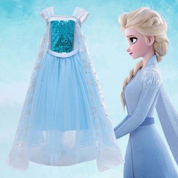 New Snow Queen Performance Costume Princess Elsa Blue Dress Halloween Costume BX1705