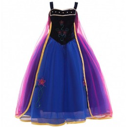 Wholesale Princess Anna Elsa Costume Long Dress Kids Christmas Party Cosplay Costume Fancy Dresses For Girls L0695