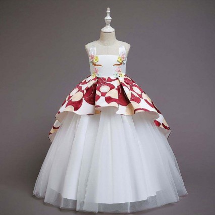 BAIGE Applique Embroidery gown girl dress party Floor-Length Trailing unicorn dress BAIGE Applique Embroidery gown girl dress party Floor-Length Trailing unicorn dress