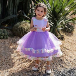 BAIGE Children Unicorn Party Princess Dress Up Flower Gilr Dresses Kids Girl Wedding Party Dress