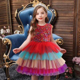 Baige Girls' Dress Short Sleeves Colorful Ballet New Girls' Princess Dress Frock Design d0755