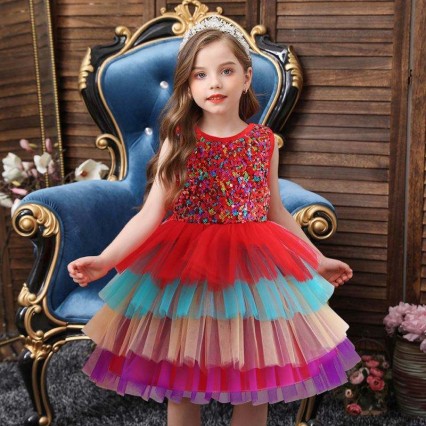 Baige Girls' Dress Short Sleeves Colorful Ballet New Girls' Princess Dress Frock Design d0755 Baige Girls' Dress Short Sleeves Colorful Ballet New Girls' Princess Dress Frock Design d0755