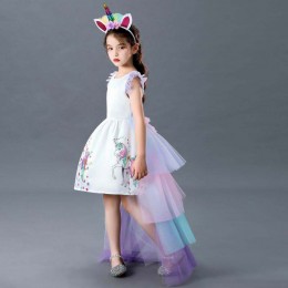 BAIGE Latest Fashion Kids Birthday Party Dress Girls Princess Unicorn Girl Tail Cake Dresses