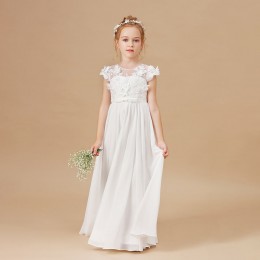 Flower Girl Dresses Applique Sleeveless Kids Birthday Party Pageant Gowns Weddings First Primera Communion Elegant Vestidos 2-14