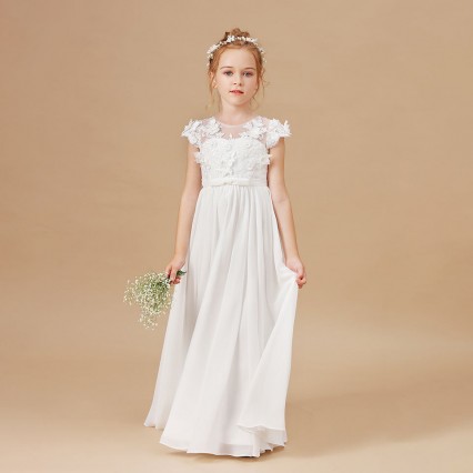 Flower Girl Dresses Applique Sleeveless Kids Birthday Party Pageant Gowns Weddings First Primera Communion Elegant Vestidos 2-14 Flower Girl Dresses Applique Sleeveless Kids Birthday Party Pageant Gowns Weddings First Primera Communion Elegant Vestidos 2-14