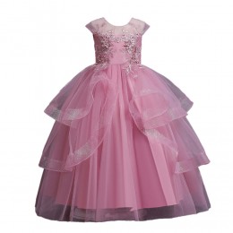 Flower Girls Mesh Tulle Dresses For Teenagers Vintage Summer Sleeveless Elegant Party Tutu Vestidos Children Dress