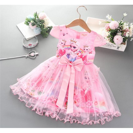 2-8Y Girls Dress Summer New Short Sleeve Princess Elsa Mesh Tutu Skirt Children's Birthday Party Cosplay Dress 2-8Y Girls Dress Summer New Short Sleeve Princess Elsa Mesh Tutu Skirt Children's Birthday Party Cosplay Dress